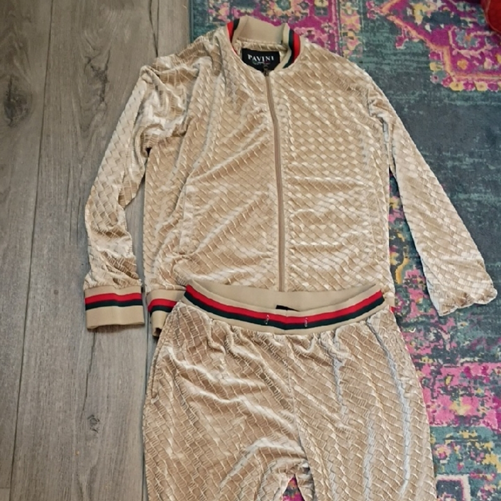 Pavini Beige Velour Tracksuit